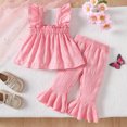 thumbnail image 2 of Utlike Girls Clothing Set Toddler Sleeveless Solid Tops Ruffles Vest Pants Outfits Sweet Girl Skin Friendly Outfits Size 6 Months-9 Months, 2 of 6