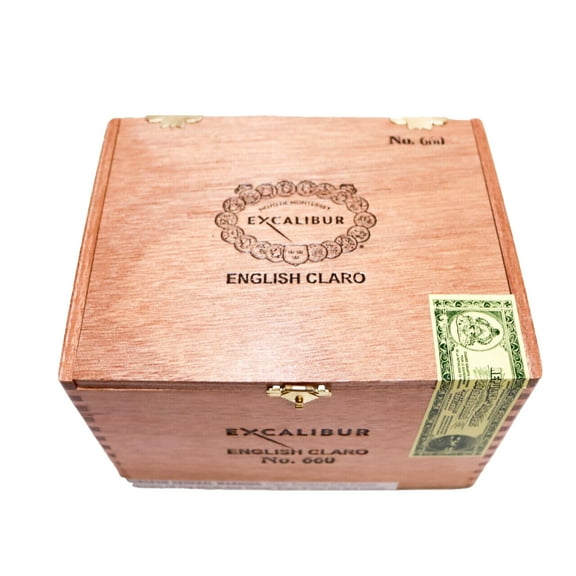 Excalibur English Claro No. 660 Empty Wood Cigar Box 6.5" x 5.25" x 4.25"