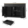 thumbnail image 7 of Hiphuta 47"Farmhouse Sideboard Storage Cabinets with 4 Doors & 2 Drawers, Coffee Bar with Brown Top for Living Room, Black, 7 of 7