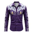 thumbnail image 4 of Purple Happy Gift Oktoberfest Button Shirts for Man Summer Fall Long Sleeve Collared High Neck Print Top T Shirt Blouse Mens 2026 Fashion XL, 4 of 5