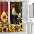 thumbnail image 2 of Chicken Sunflowers Shower Curtain, Yellow Flower Bee Farms Animal Oil Painting Waterproof Shower Curtain Set with 12 Hooks Lightweight Bath Curtains Fabric Bathroom Decor 72x78 Inches, 2 of 9