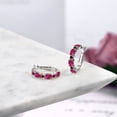 thumbnail image 4 of Gem Stone King 4.20 Ct Oval Red Created Ruby Black Diamond 925 Sterling Silver Hoop Earrings, 4 of 4