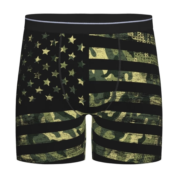 Picia American Flag Camo Pattern Men's Athletic Long Leg Briefs , Performance Stretch Underwear，Moisture-Wicking