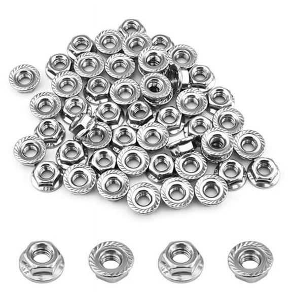 55 Pack M6 Serrated Flange Hex Nuts, M6-1mm Hexagon Flange Nuts, Locknuts Replacement Nut for DIY Home Mechanism