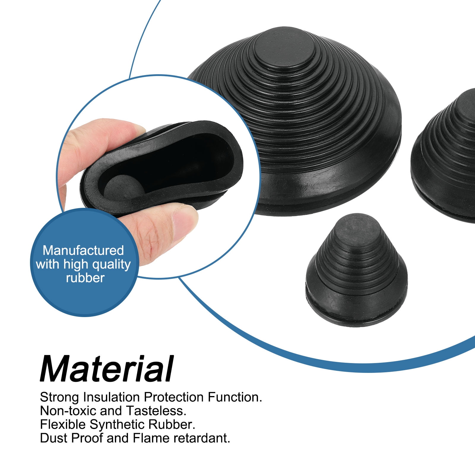 4 Pcs Tower Shaped Grommet 120mm 4.72 Inch, Rubber Plugs Hole for Wire Cable