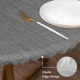 thumbnail image 4 of Round Table Cover 45-54 Inch Vintage Dark Gray Waterproof Reusable Table Cloth Round Fitted Vinyl Tablecloth with Elastic Edged for Parties Outdoors, Farmhouse Retro Solid Color Linen Texture, 4 of 9