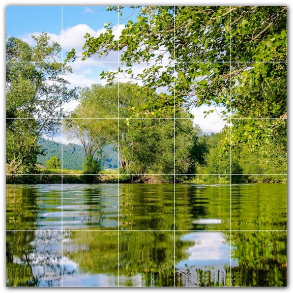 Picture-Tiles.com: Lakes Ceramic Tile Wall Mural WAL500806-55M. 30"W x 30"H using (25) 6" x 6" Ceramic Tiles-Satin Finish