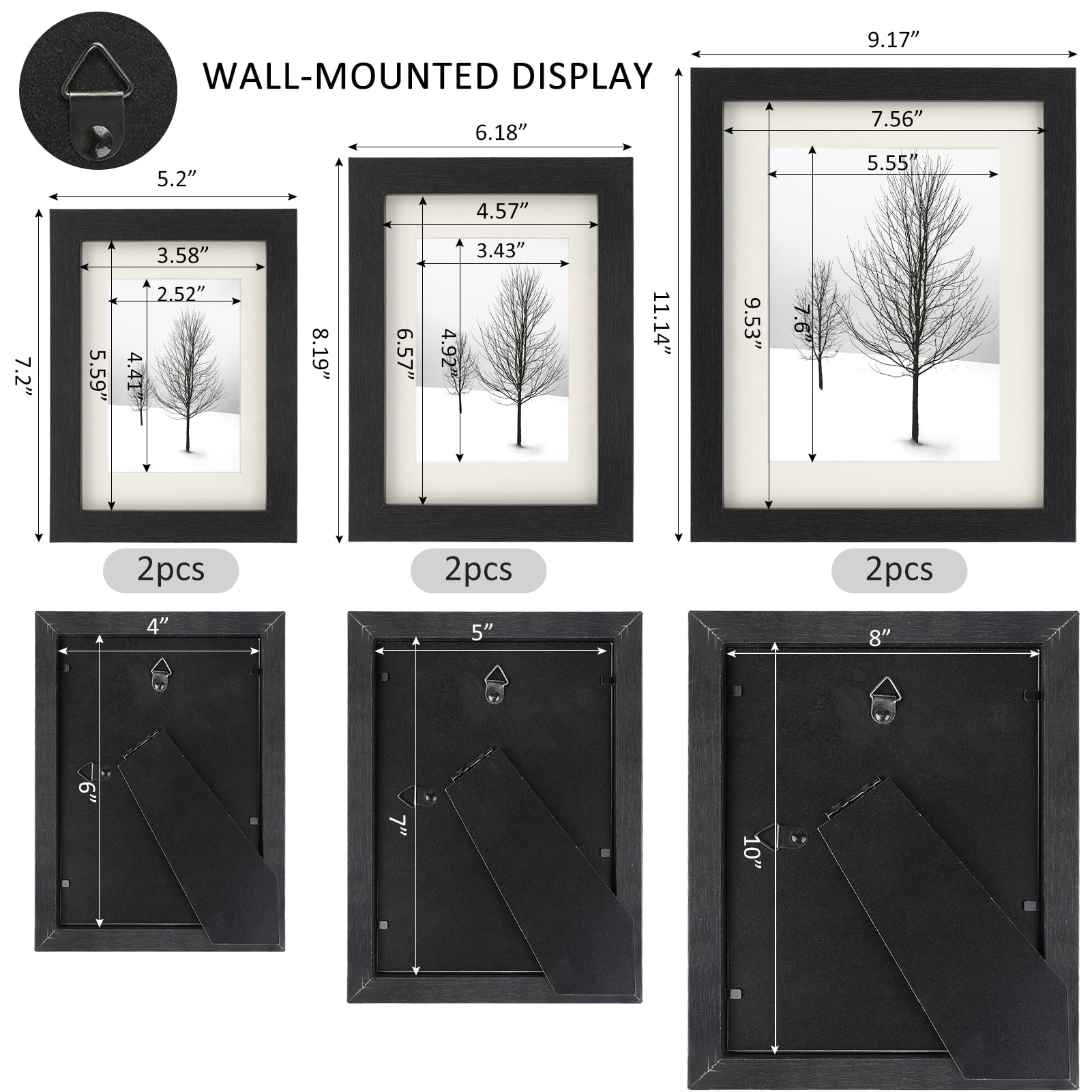 Gallery Wall Frame Set of 6 Picture Frames in Black & White Frames Rustic  Synthetic Wood Frame Picture Frame Set Office Décor 