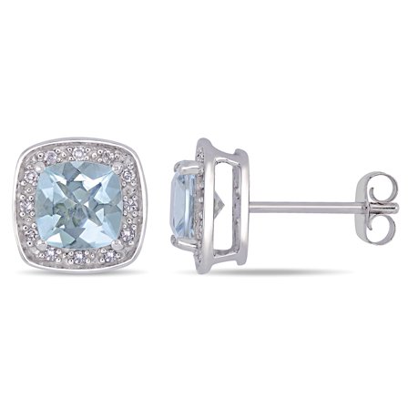 Everly Women's Aquamarine 10k White Gold Earrings