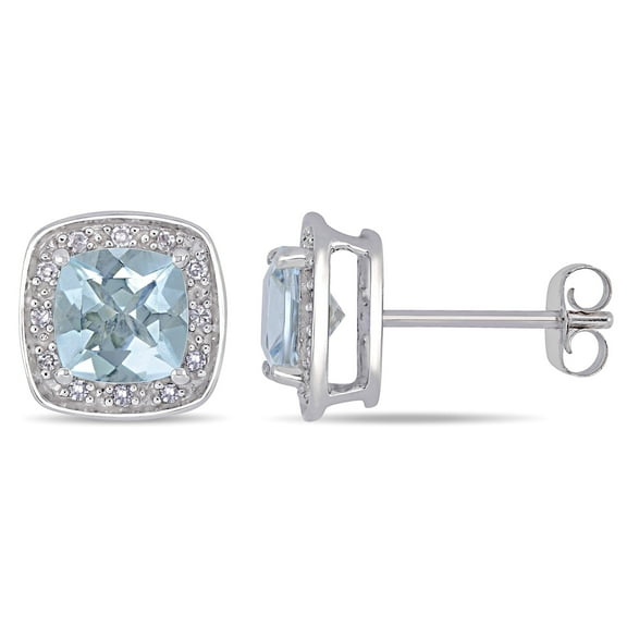 Everly Women's Aquamarine 10k White Gold Earrings