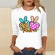 thumbnail image 2 of Camisetas Casuales de las Mujeres Impresas 3/4 Manga Cuello Redondo Blusa, Moda Ligera Superior para el Hogar Y el Uso Diario, Cómoda Imitación de la Tela Del Estante, 2 of 7