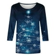 thumbnail image 5 of Tops for Women Christmas Print 3/4 Sleeve Round Neck Three Quarter Sleeve Loose T-shirt,Womens Tops Plus Size Multicolor XXXXL, 5 of 5