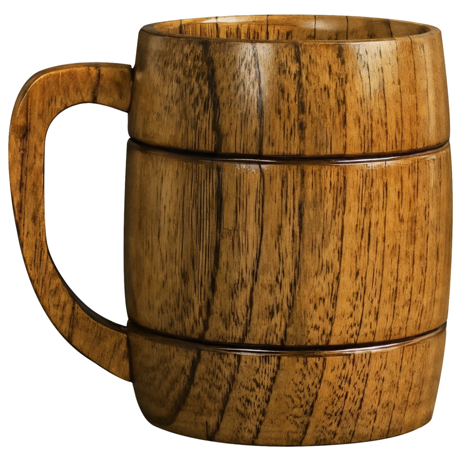 Viking Culture Ox Horn Mug Set - 32 Oz Ale Tankard With Pendant & Bottle Opener, Natural Finish (The Ring)