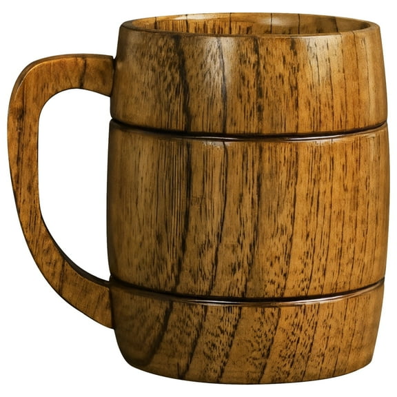 Wooden Beer Mug, Viking Beer Cup with Handle for Men, 24 oz Large Capacity, Vintage Design, Ideal for Beer and Other Drinks