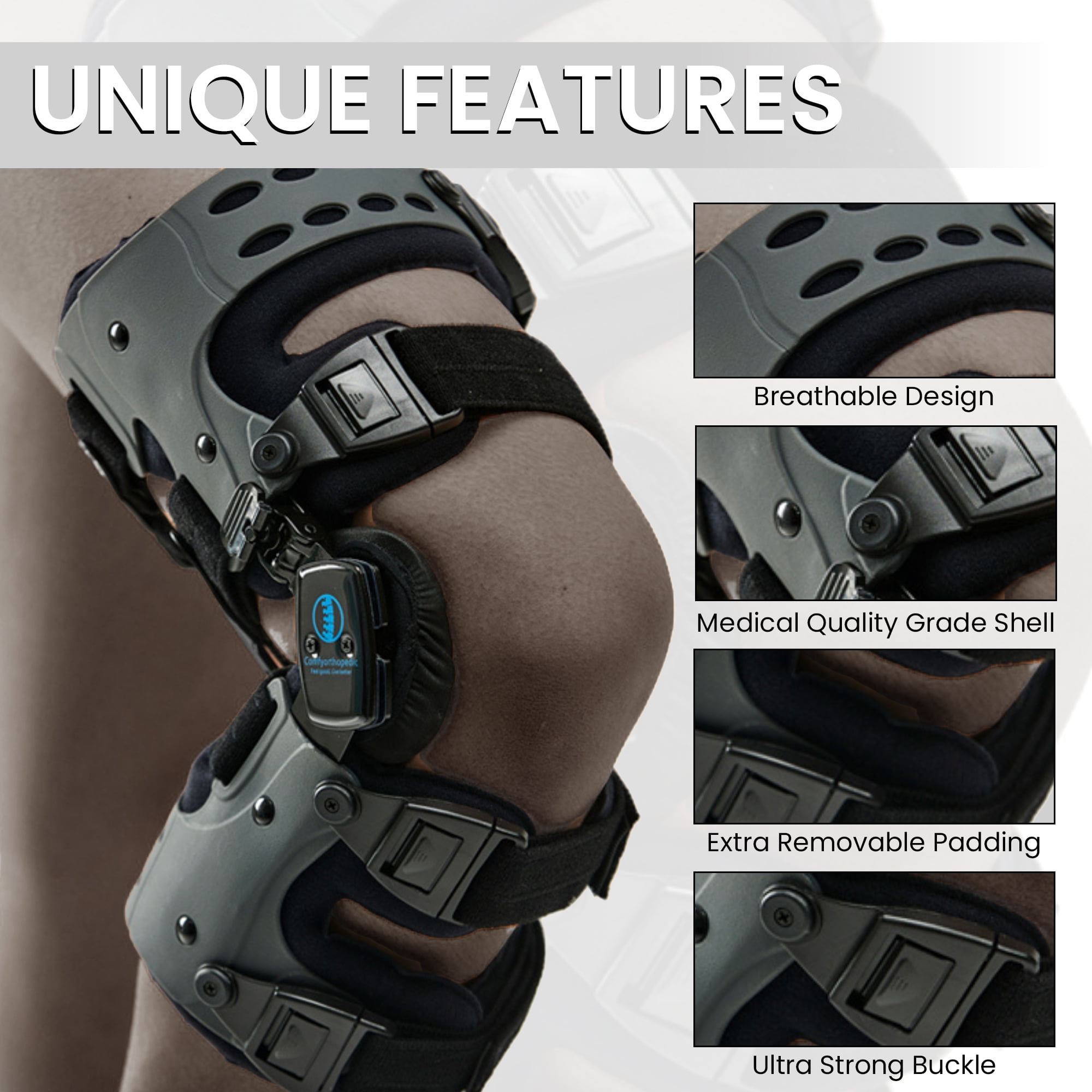 Comfyorthopedic Osteoarthritis OA Unloader Knee Brace For Cartilage Degeneration, Arthritis Knee Pain Support, Bone On Bone Knee Offloader With Built-in Adjustment key.Left