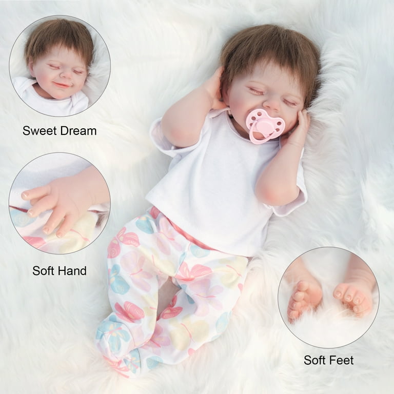 Reborn Baby Dolls Girl, 18 Realistic Newborn Baby Dolls with Soft Vinyl  Silicone Full Body for Girls, Lifelike Real Life Baby Dolls with Feeding  Kit