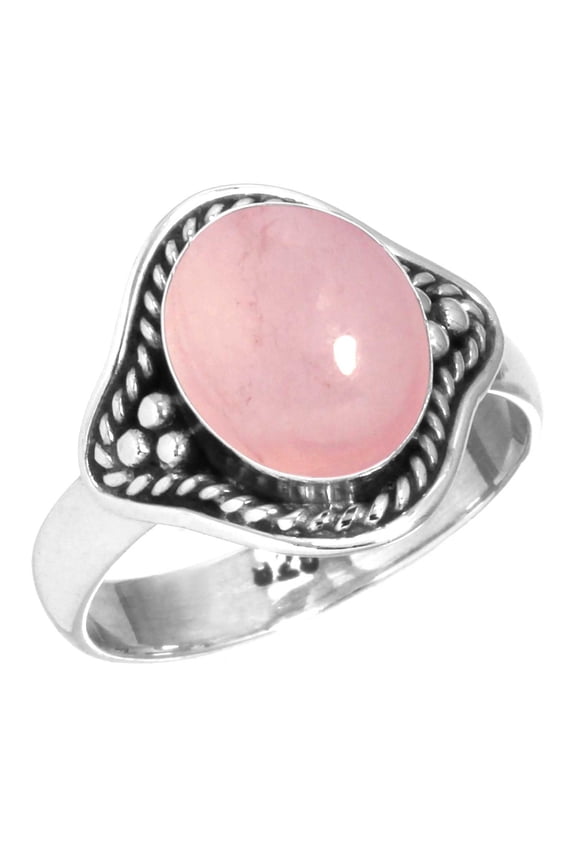 Rose Quartz Ring 925 Sterling Silver Handmade Jewelry