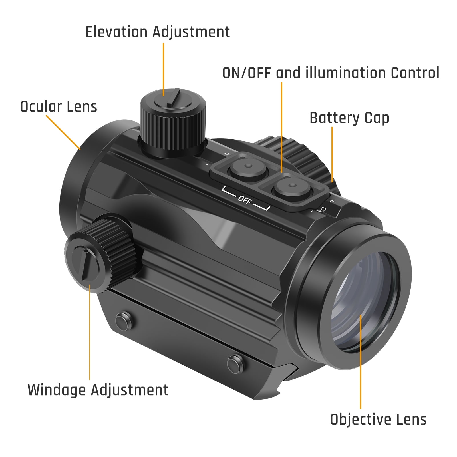 Feyachi RDS-36 1x22mm 5 MOA Sight Red & Green Dot with 0.83” Riser Mount Absolute Co-Witness Height