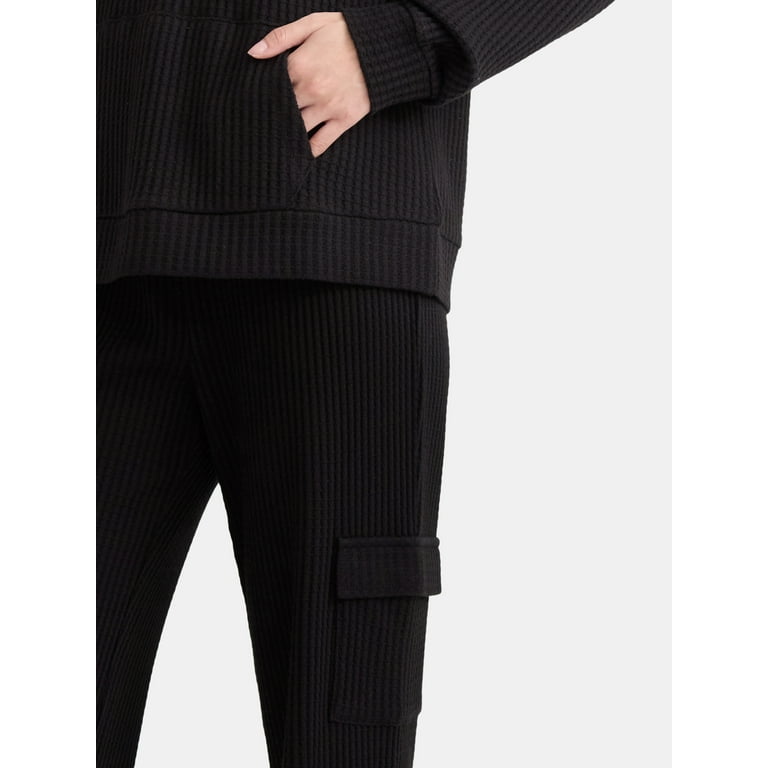 Time and Tru Women's Waffle Hoodie and Pants Set, 2-Piece