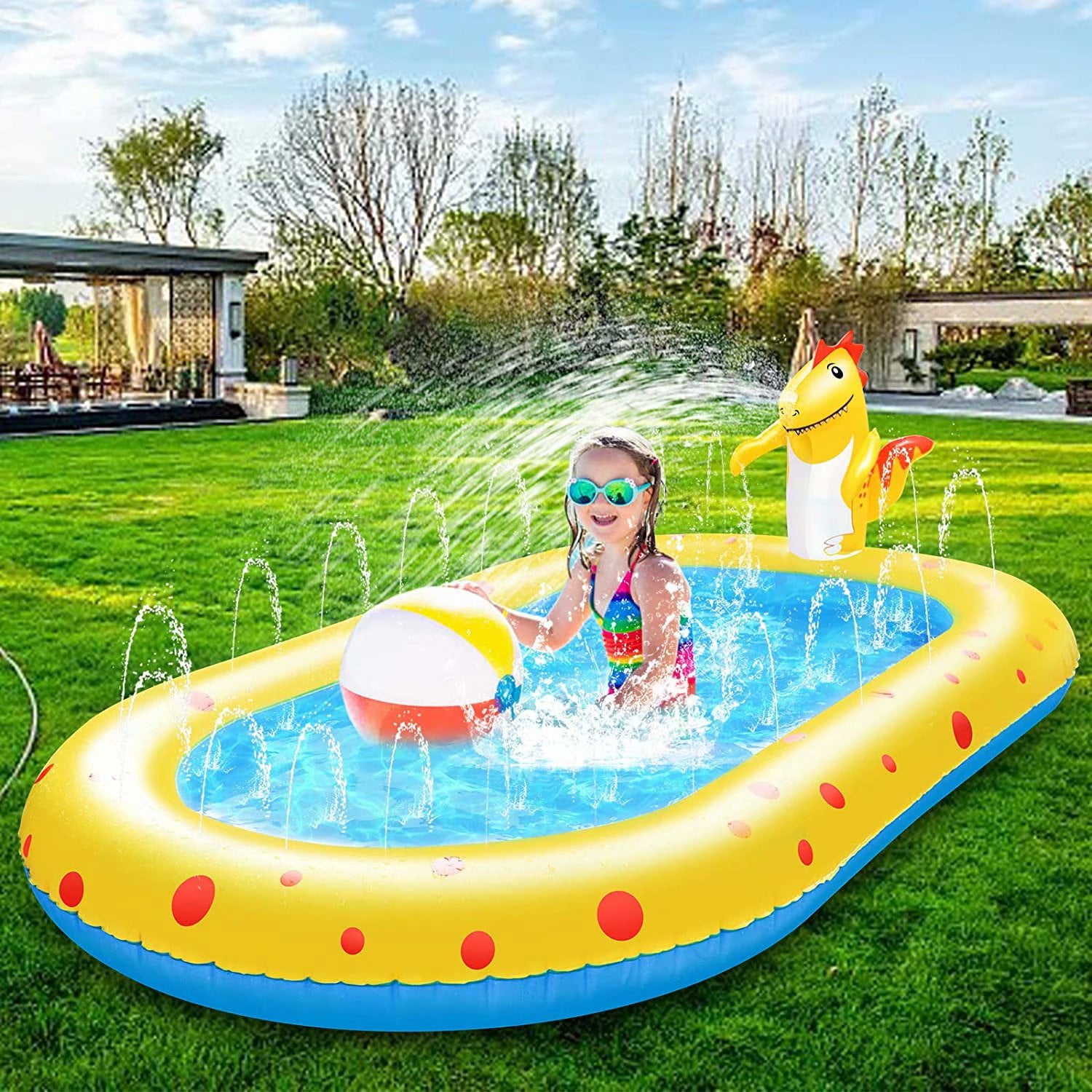 Small Inflatable Pool Sun Shade Outdoor Kids Toddlers Baby Water Swimming Center 