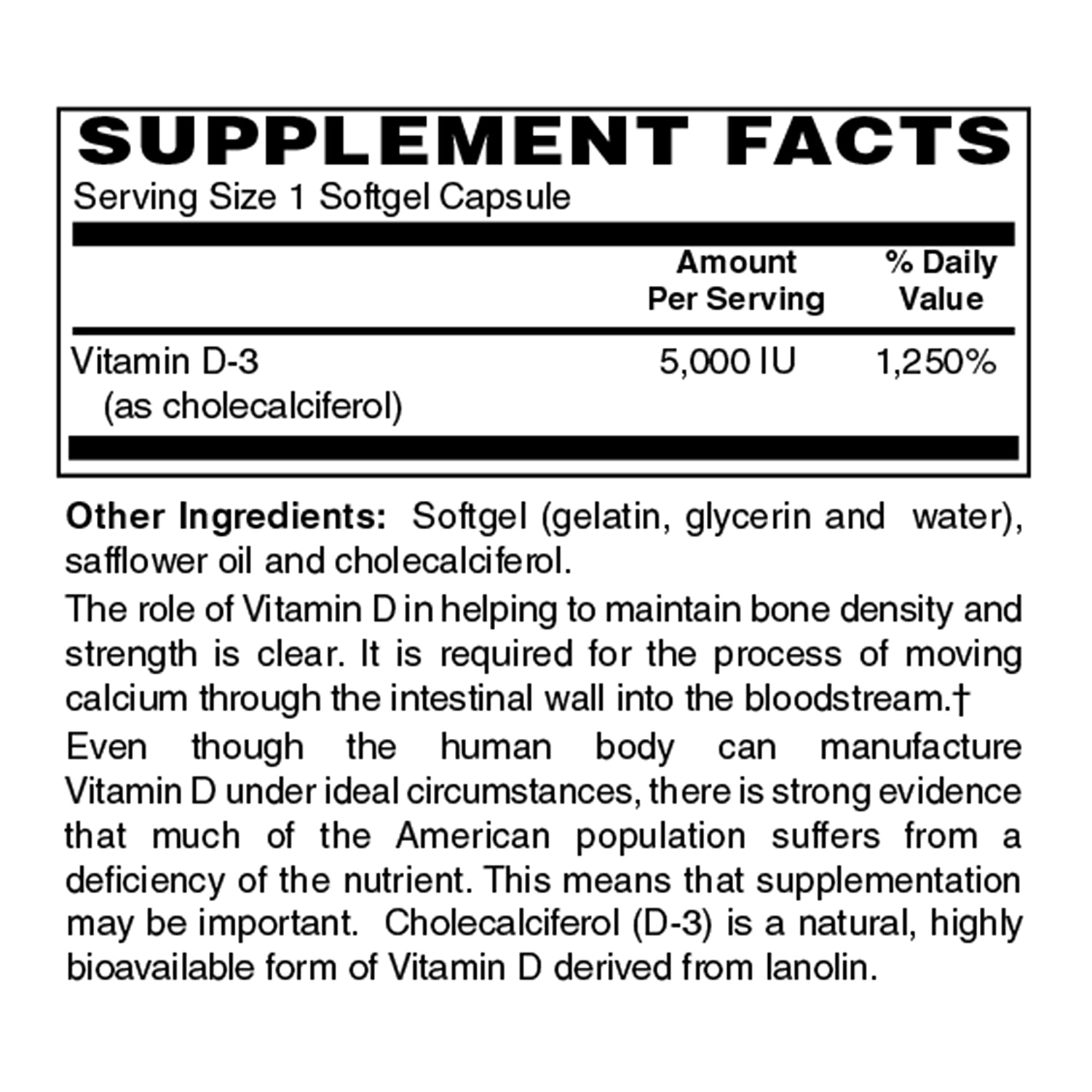 Holly Hill Health Foods, Vitamin D3 5000 IU, 250 Softgels