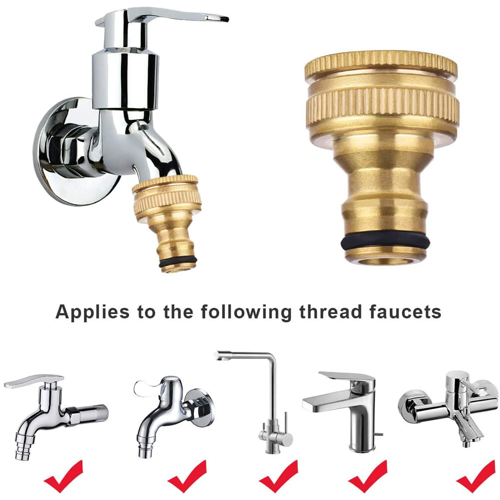 2pcs 1/2 & 3/4 Threaded Faucet Connector Faucet Connector Accessories for Watering System Kit