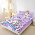 thumbnail image 3 of Manfei Teens Cartoon Unicorn Full Size Sheets, Kawaii Cute Animal Bed Sheets, Rainbow Stars Cloud Sheet Sets, Luxury Bedroom Decor, 4 Pieces, 3 of 6