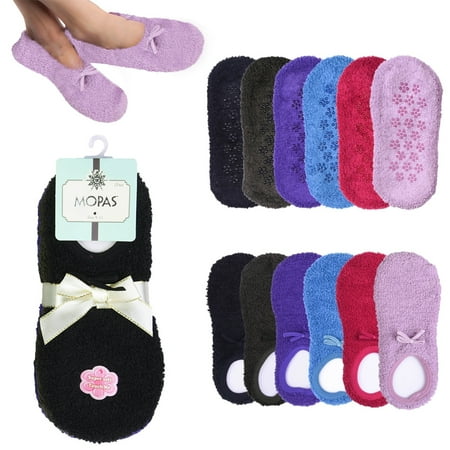 2 Pairs Womens Fuzzy Boat Socks Slippers Non-Slip Cozy Plush Foot Footies 9-11