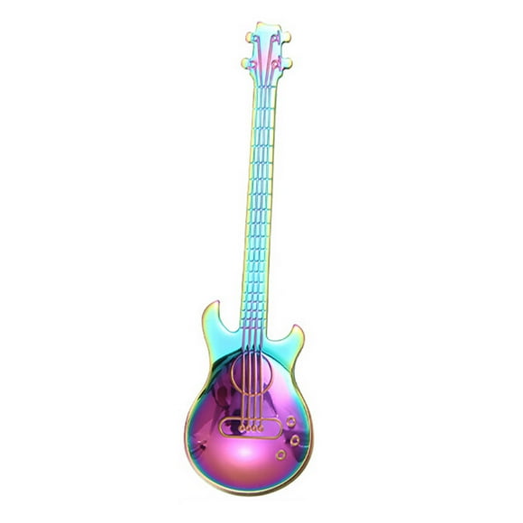 Binwennn Stainless Steel Guitar Spoons Rainbow Coffee Tea Spoon Flatware Drinking Tools Doilies for Tables Small Kitchen Table Set Small round Table Mat And Turquoise Table Runner Dinner Table Set for