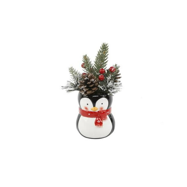 Flora Bunda CH2073E Xmas Mix in Penguin Ceramic Pot 3X3X4