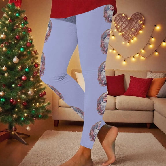 Gamivast Yoga Pants Women High Waisted Leggings Funny Christmas Long Workout Leggings Santa Print Stretchy Jogger Casual Butt Lifting Skinny Slim Sweatpants