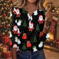 thumbnail image 2 of Women's Christmas Tops 3/4 Sleeve Casual V Shirts Neck Button Blouses Holiday Tees Shirt Xmas Holiday Casual Wear, 2 of 5