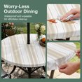 thumbnail image 5 of Round Outdoor Tablecloth with Umbrella Hole and Zipper, Cream Striped Tablecloth with Elastic Waterproof, Modern Thin Line Vertical Stripes Patio Table Covers for 36" - 44" Picnic Pool Tables, 5 of 9