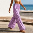 thumbnail image 7 of Guluxicc Women's Floral Palazzo Pants Elastic Waist Ruffle Hem Boho Wide Leg Casual Trousers for Everyday Summer Fall, 7 of 7
