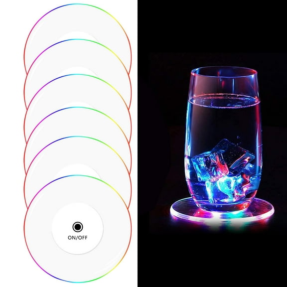 Pieces LED Coasters for Drinks, Bottle Lights for Liquor Bottles, LED Sticker Coaster, Flash Light Up Cup Coasters
