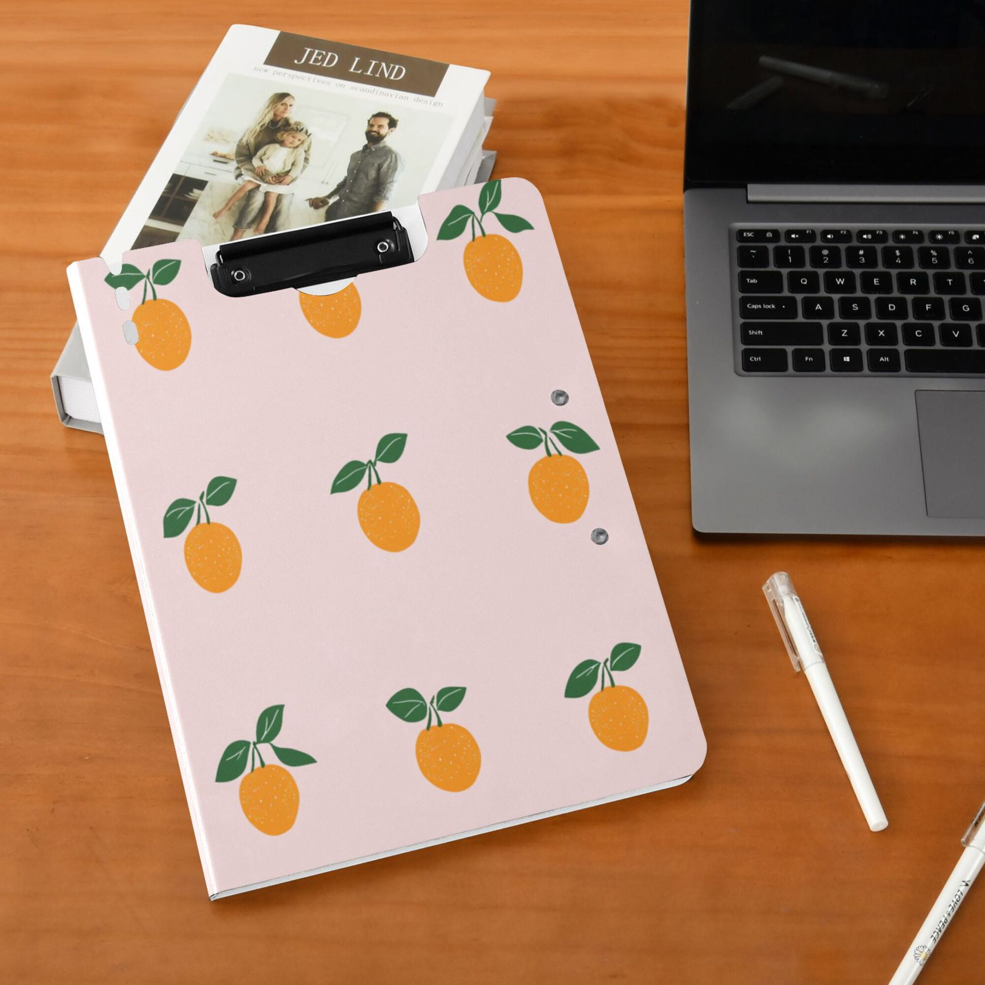 FORMRS A4 Clipboard Folder with Pen Holder Horizontal Foldable School Office Binder, Cartoon Citrus