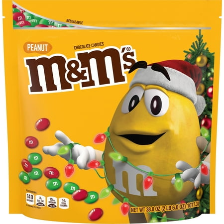 M&Ms Christmas Stocking Stuffer Peanut Milk Chocolate Candy - 38 oz