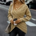 thumbnail image 2 of YUGYXL Womens Crossover Wrap Front Knitted Sweaters 2025 Trendy Long Sleeve Versatile Cable Knit Sweater Fall Winter Solid Color V Neck Lightweight Clothes Going Out Tops, 2 of 6