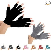 Brace Master 2 Pairs Arthritis Gloves, Compression Gloves for men and women (L, Pureblack+Gray)