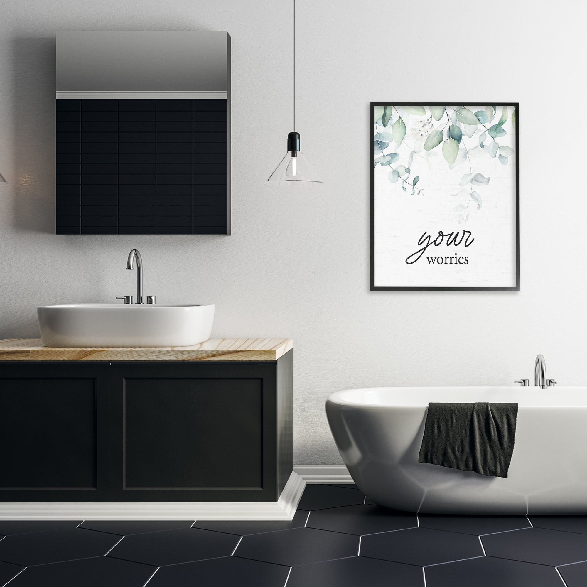 Your Worries Eucalyptus Black Framed Giclee Art, design by Lettered and Lined