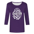 thumbnail image 4 of EQWLJWE 2024 Easter Day Shirts for Women Casual 3/4 Sleeve Cute Flower Eggs Graphic Tees Trendy Workout Tunic Tops Comfy Three Quarter Loose Blouse for Summer Spring (Purple,M), 4 of 4