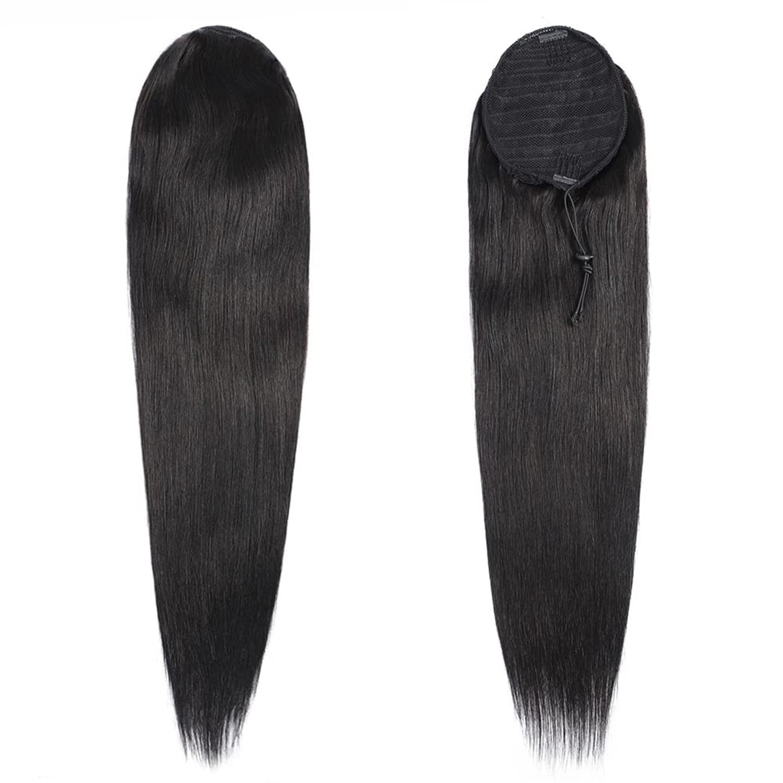 Straight Drawstring Ponytail Human Hair Extensions Pony Tails Soft Clip in Hair Extension for Women
