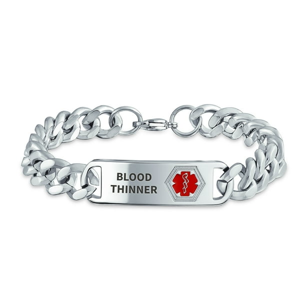 Blood Thinner Identification Doctors Medical Alert ID Bracelet for Men