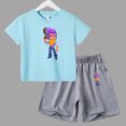 thumbnail image 3 of Conjunto de 2 piezas de camiseta y pantalones cortos divertidos para niños y adolescentes, de algodón, para verano, juego de lucha, Anime, Cosplay, ropa deportiva informal para niño y niña, conjunto p, 3 of 5