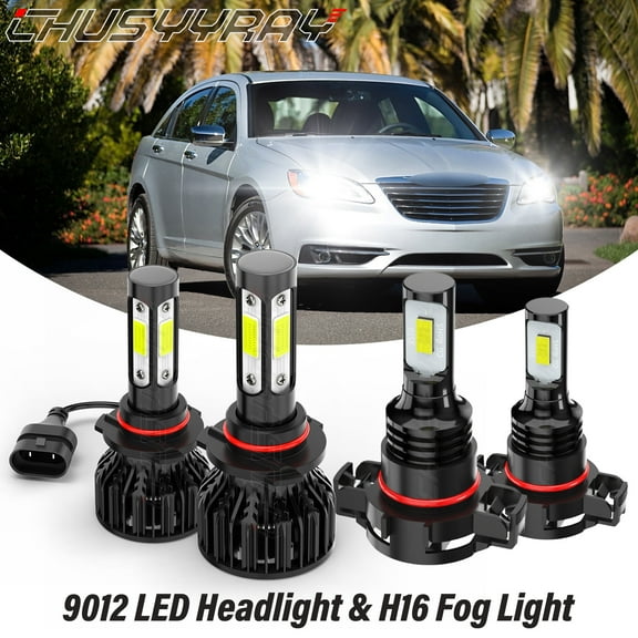 For Chrysler 200 2011 2012 - 9012 5202 LED Headlight Fog Light Bulbs Kit 6000K White 4Pcs