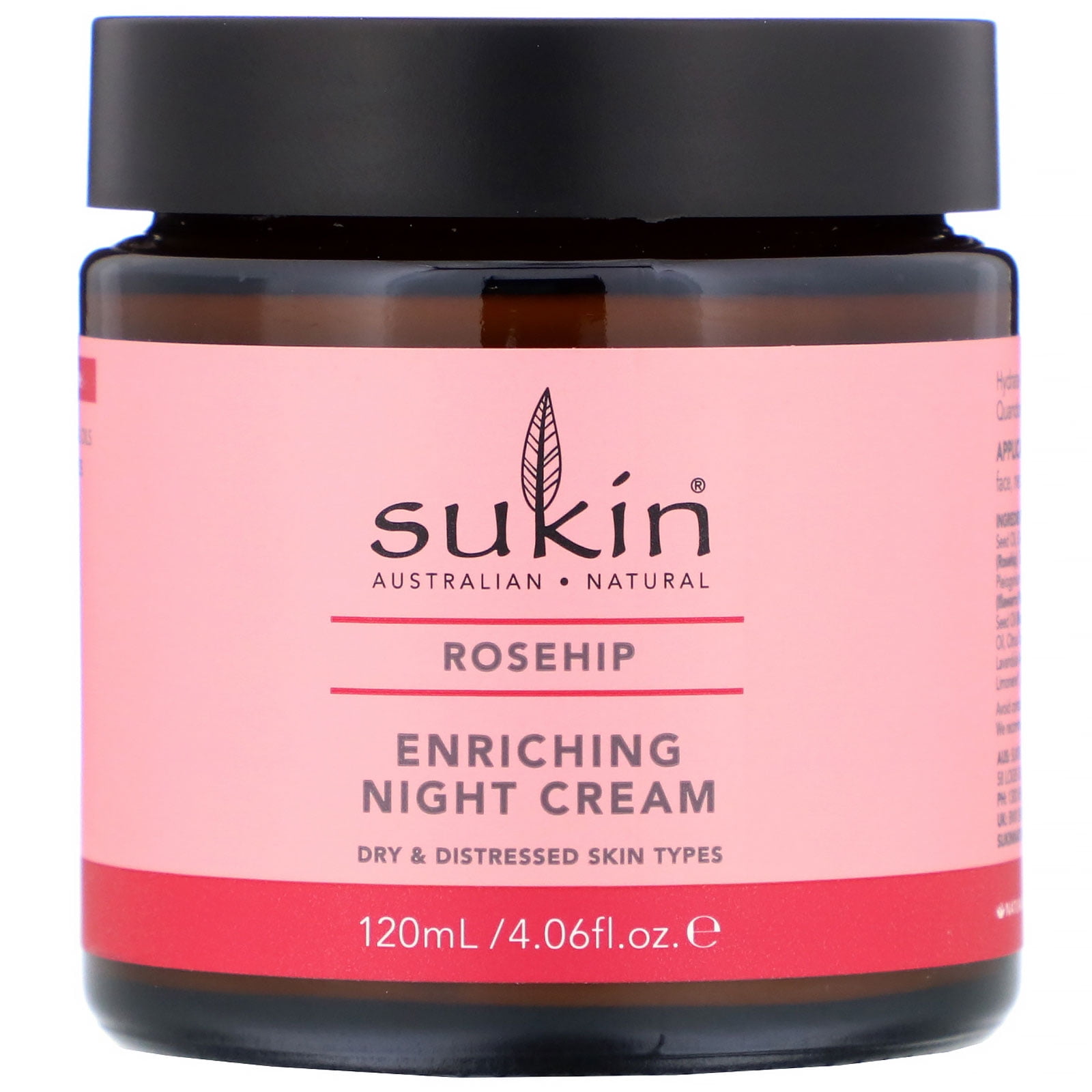 Sukin Enriching Night Cream, Rosehip, 4.06 fl oz (120 ml)