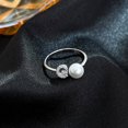thumbnail image 1 of Anillo de plata con diamantes y perlas sintéticas, diseño de nicho para mujer, anillo de 26 letras, anillo de personalidad simple, 1 of 1