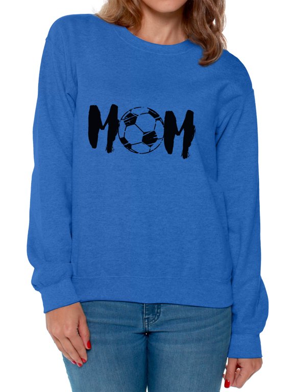 Women's Soccer MOM Mothering Graphic Sweatshirt Tops Black Sport Mom Mother's Day Gift