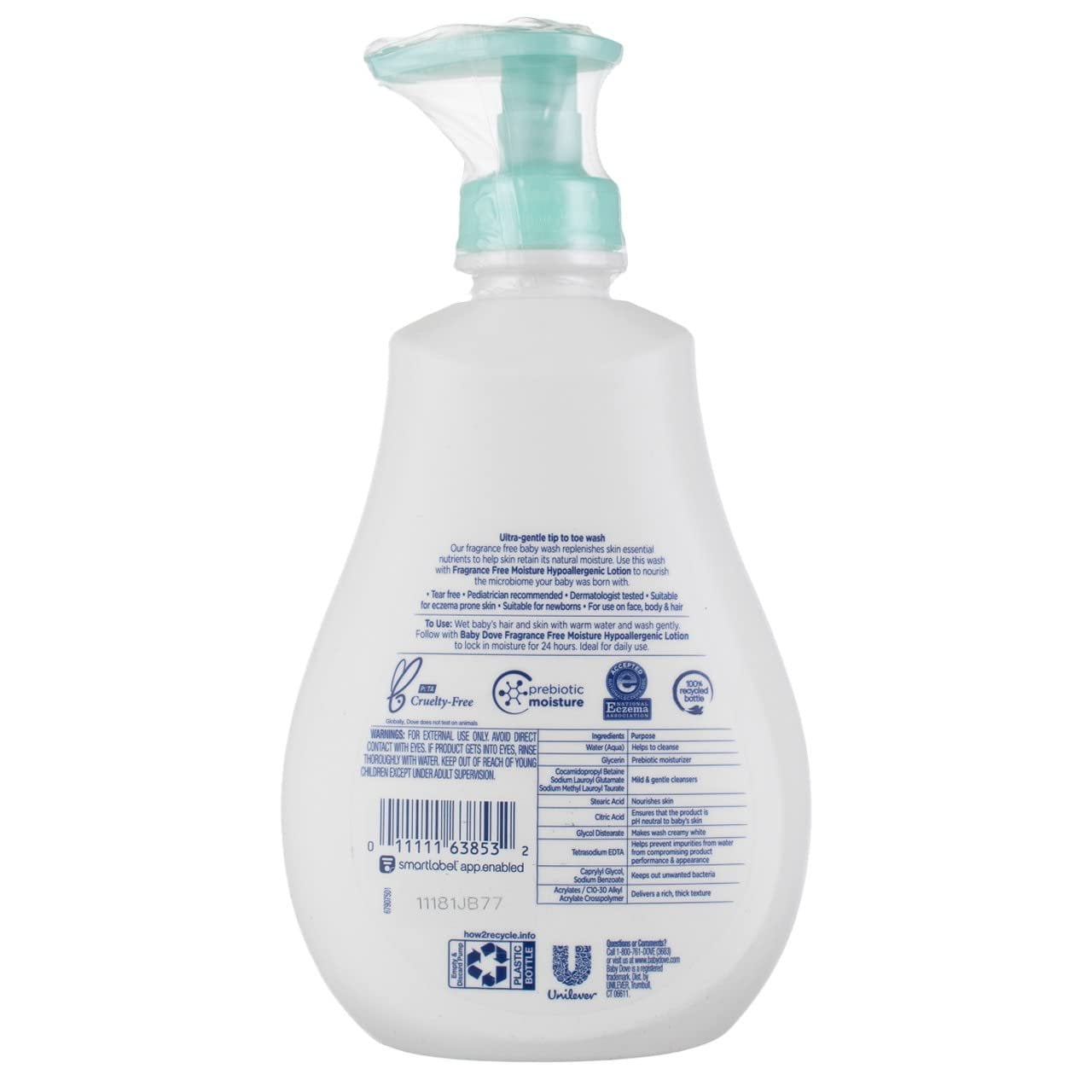 Dove Baby Tip To Toe Wash 13 Ounce Sensitive Pump 384ml 6 Pack
