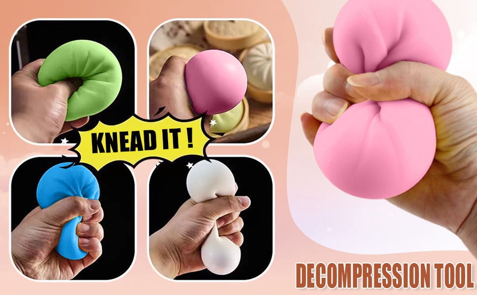 Giant Dumpling Squishy, 4 Inch Jumbo Dumpling Stress Ball, Rainbow Squishy Squishy Bun, Soft Squeeze Decompression Dough for Adults, Anxiety Relief Fidget